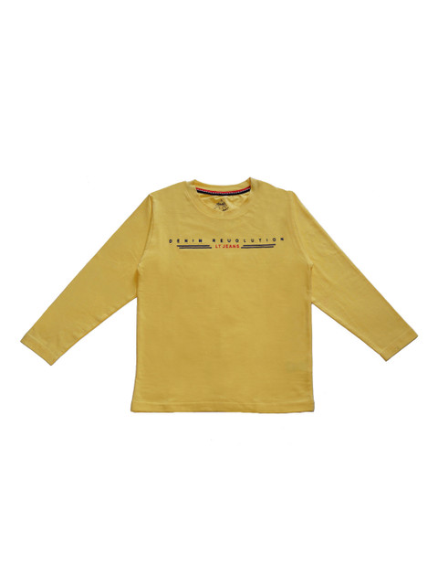 

Lil Tomatoes Boys Yellow Printed Round Neck T-shirt