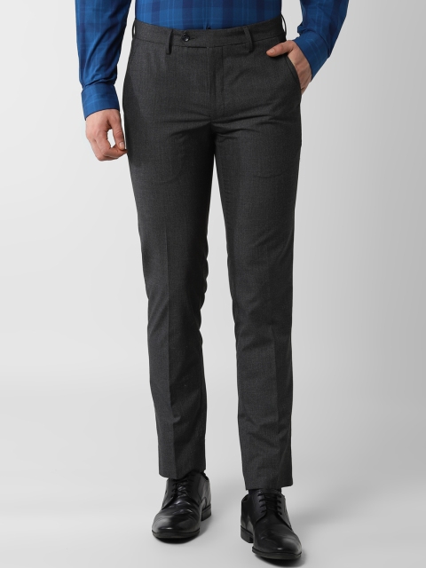 

Peter England Men Grey Slim Fit Self Design Formal Trousers