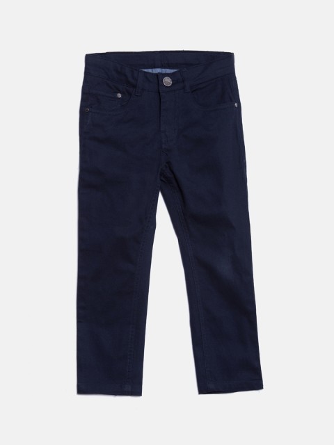 

Blue Giraffe Boys Navy Blue Regular Fit Solid Regular Trousers