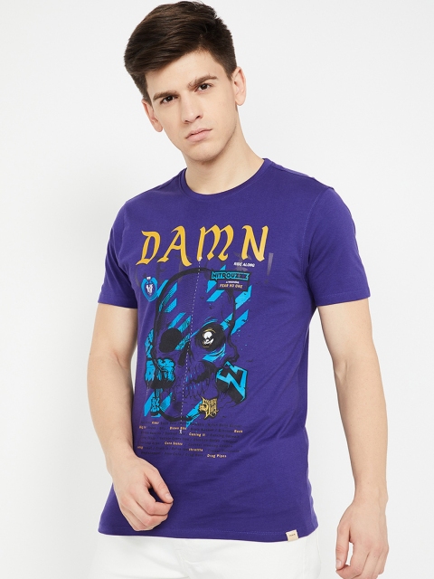 

Forca by Lifestyle Men Navy Blue Printed Round Neck T-shirt