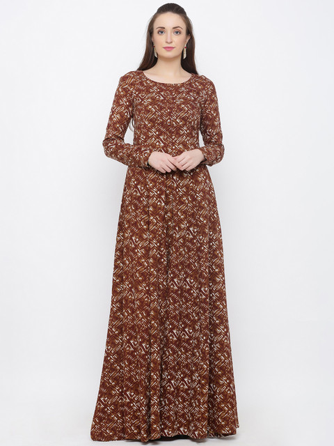 

Indian Virasat Women Brown Printed Maxi Dress