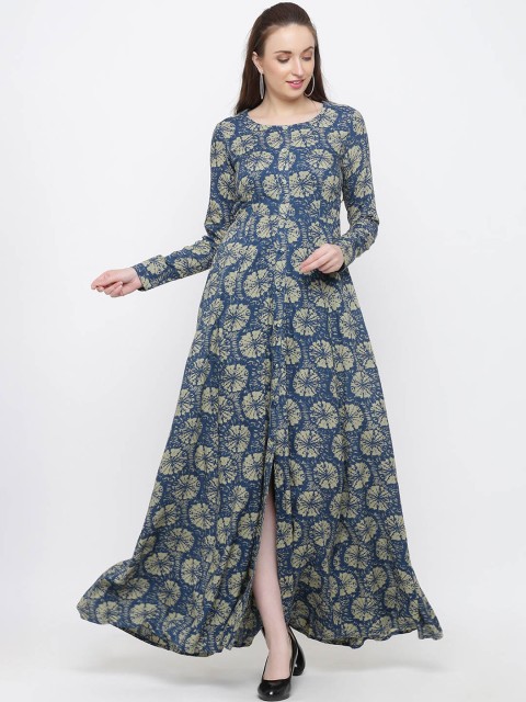 

Indian Virasat Women Blue & Beige Printed Maxi Dress