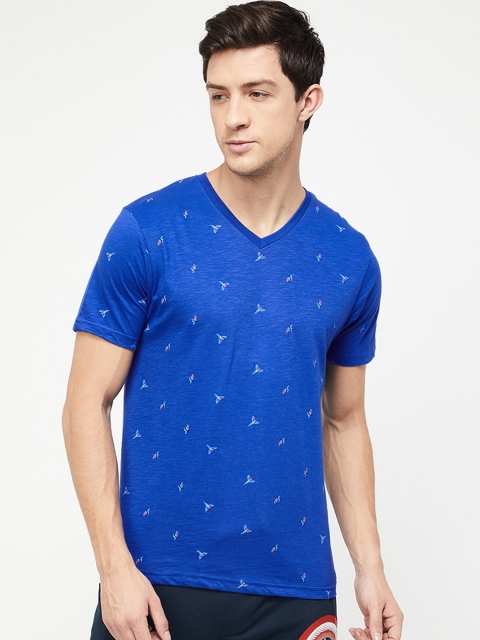 

Fame Forever by Lifestyle Men Navy Blue Printed V-Neck T-shirt