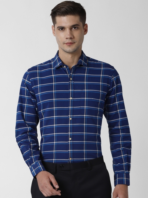 

Peter England Men Navy Blue Slim Fit Checked Formal Shirt