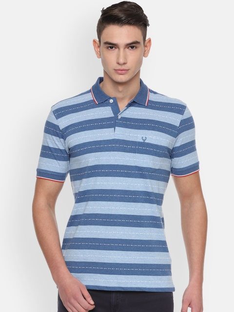 

Allen Solly Men Blue Striped Polo Collar T-shirt