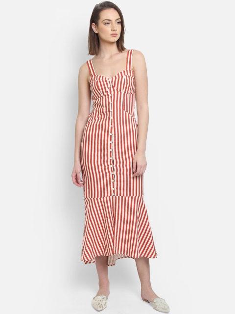 

COVER STORY Women Candy Striped White Sheath Dress