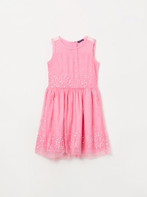 

Fame Forever by Lifestyle Girls Pink Embellished Fit and Flare Dress