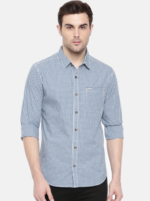 

The Indian Garage Co Men Blue Slim Fit Checked Casual Shirt