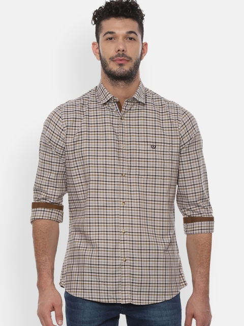 

Van Heusen Sport Men Brown & Black Slim Fit Checked Casual Shirt