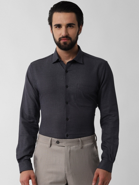 

Peter England Men Black Slim Fit Self Design Formal Shirt
