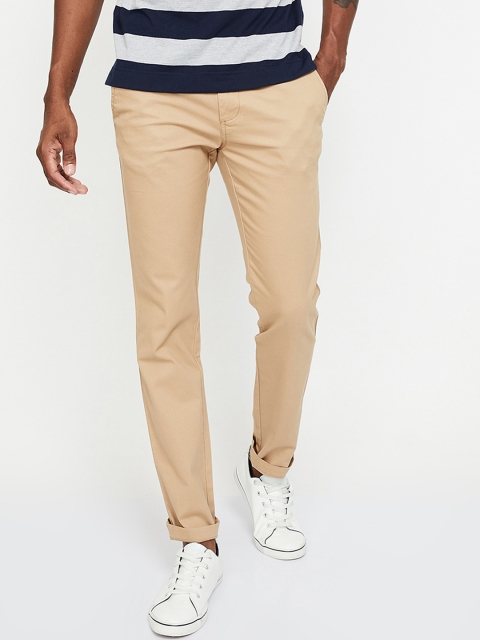 

CODE by Lifestyle Men Beige Tapered Fit Solid Regular Trousers