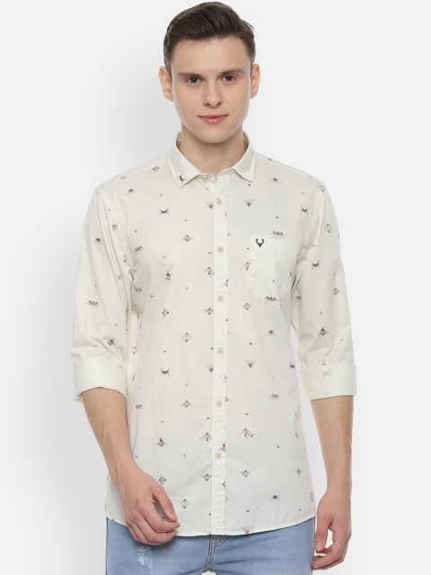 

Solly Jeans Co. Men Cream-Coloured Regular Fit Printed Casual Shirt