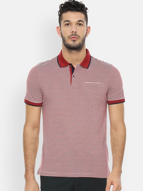 

Van Heusen Men Red Striped Polo Collar T-shirt