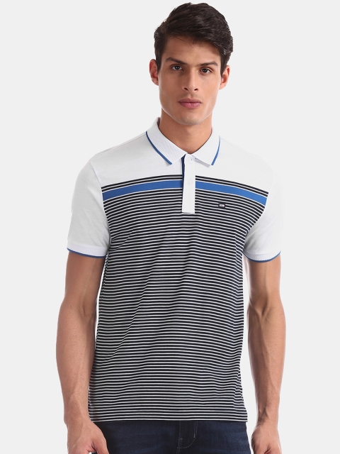 

Arrow Sport Men White Striped Polo Collar T-shirt