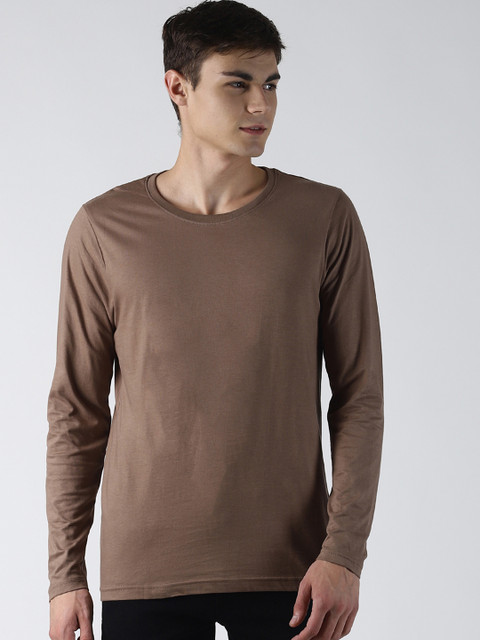 

Blue Saint Men Coffee Brown Solid Round Neck T-shirt