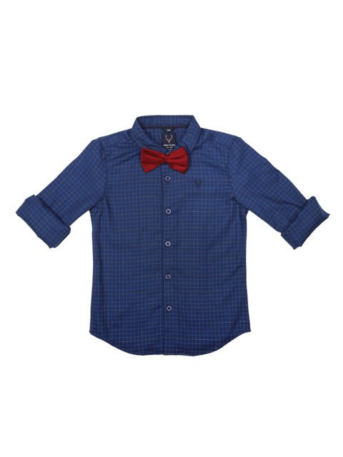 

Allen Solly Junior Boys Navy Blue Regular Fit Checked Formal Shirt
