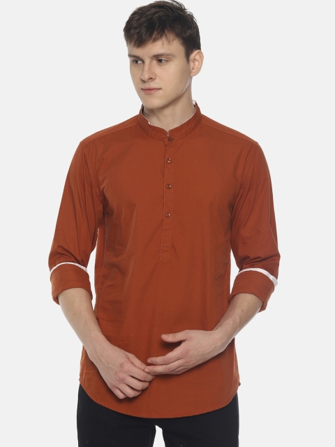 

IVOC Men Rust Brown Solid Straight Kurta