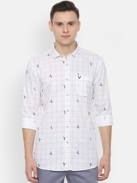 

Solly Jeans Co. Men White Regular Fit Checked Casual Shirt