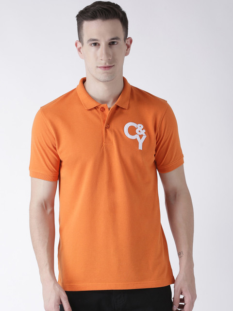 

Club York Men Orange Solid Polo Collar T-shirt