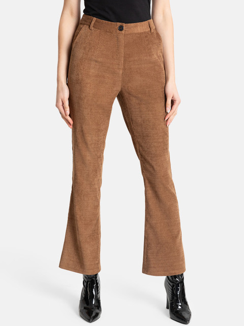 

Kazo Women Brown Regular Fit Solid Bootcut Trousers