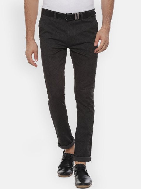 

V Dot Men Grey Slim Fit Printed Chinos