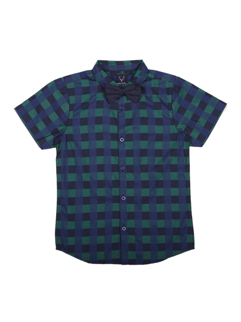 

Allen Solly Junior Boys Navy Blue & Green Regular Fit Checked Party Shirt