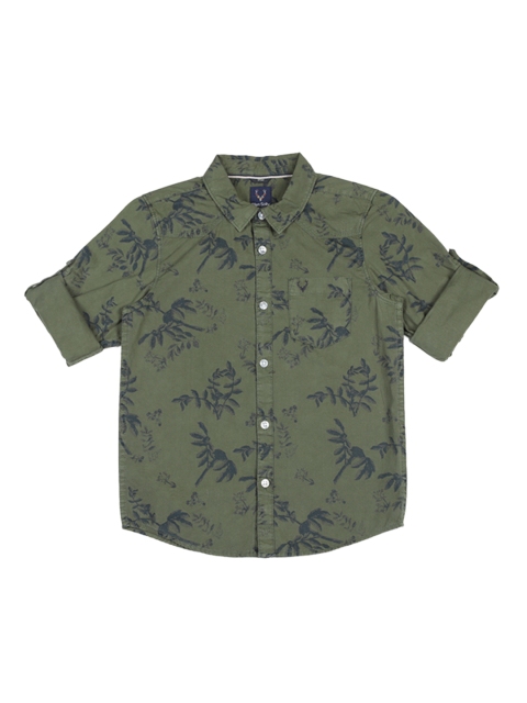 

Allen Solly Junior Boys Olive Green & Navy Blue Regular Fit Printed Casual Shirt