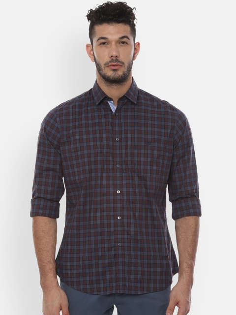 

Van Heusen Sport Men Brown & Navy Blue Slim Fit Checked Casual Shirt