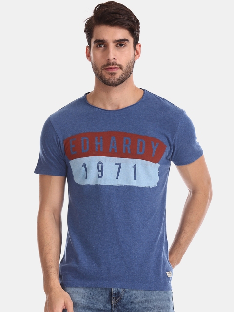 

Ed Hardy Men Blue Printed Round Neck T-shirt