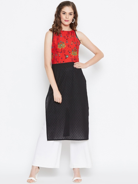 

PANIT Women Red & Black Tribal Print Straight Kurta