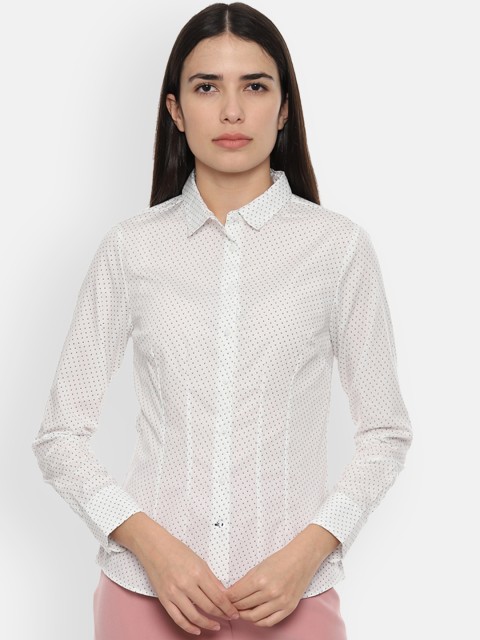

Van Heusen Woman White Regular Fit Printed Casual Shirt