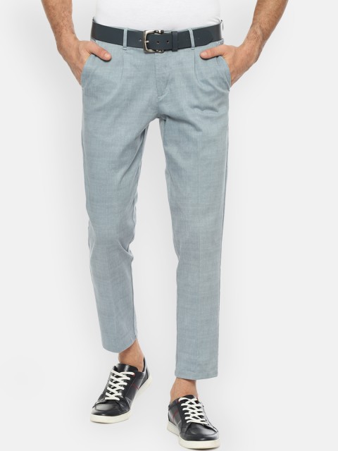 

Allen Solly Men Grey Slim Fit Self Design Regular Trousers