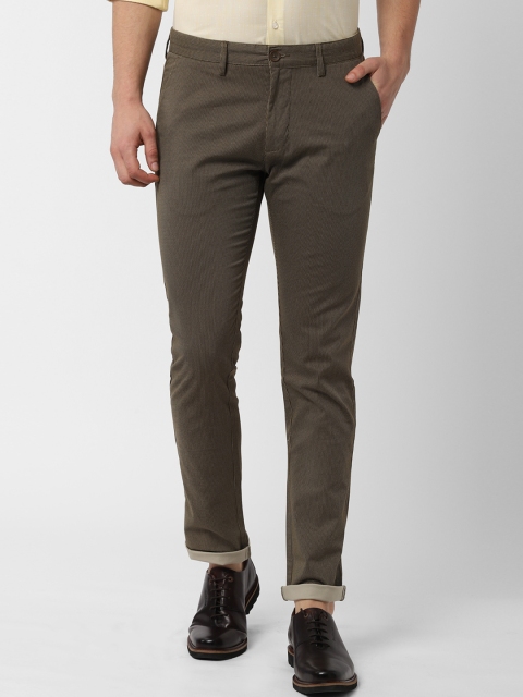 

Peter England Casuals Men Olive Green Slim Fit Self Design Regular Trousers