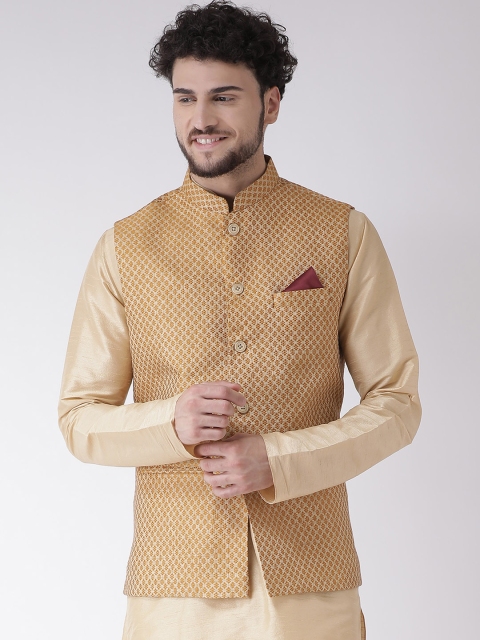 

TABARD Men Mustard Woven Design Nehru Jacket