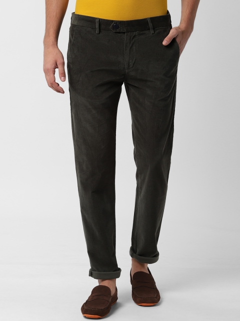 

Peter England Casuals Men Olive Green Slim Fit Solid Regular Trousers