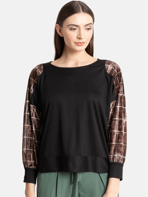 

Kazo Women Black Checked Top