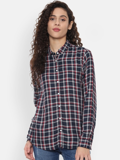 

Allen Solly Woman Women Navy Blue Regular Fit Checked Casual Shirt