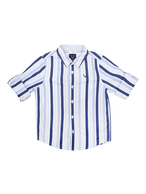 

Allen Solly Junior Boys Navy Blue & White Regular Fit Striped Casual Shirt