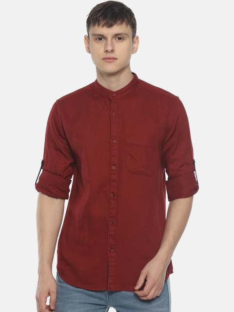 

IVOC Men Maroon Slim Fit Solid Casual Shirt