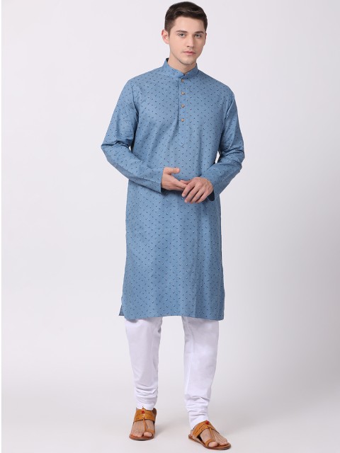 

TABARD Men Silver-Colored Quirky Print Straight Kurta