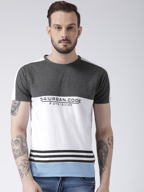 

Club York Men Grey & White Colourblocked Round Neck T-shirt