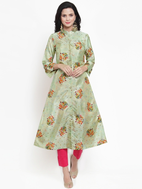 

Get Glamr Women Green Floral Print A-Line Kurta