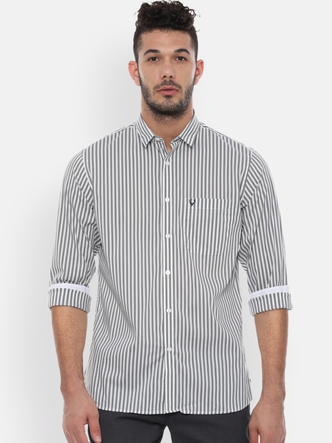 Allen Solly Men Grey Slim Fit Striped Casual Shirt
