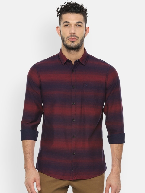 

Solly Jeans Co. Men Purple & Maroon Regular Fit Striped Casual Shirt