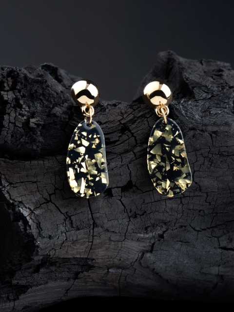 

E2O Gold-Plated Black Contemporary Drop Earrings