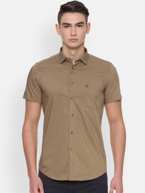 

Allen Solly Men Beige Slim Fit Checked Casual Shirt
