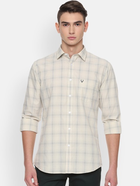 

Allen Solly Men Beige Slim Fit Checked Casual Shirt