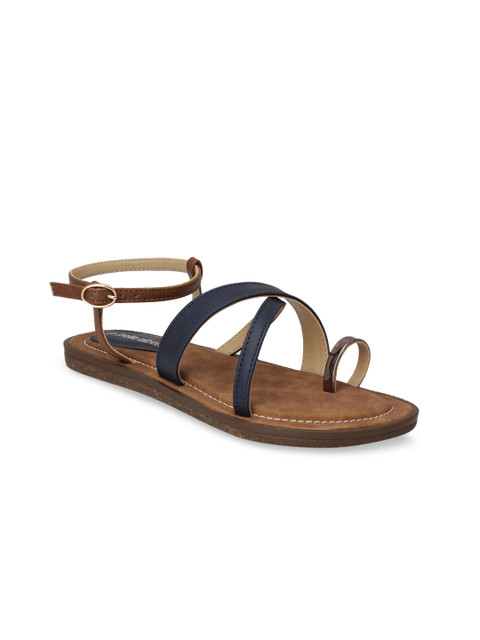 

pelle albero Women Blue Solid One Toe Flats