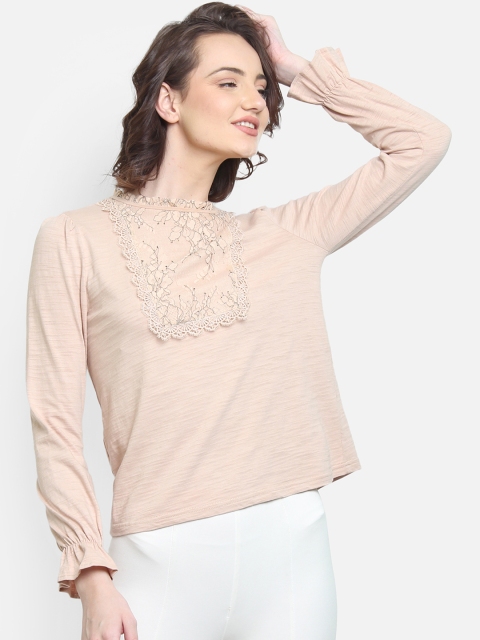 

COVER STORY Women Beige Self Design Top