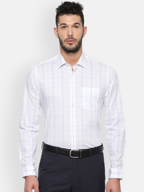 

Van Heusen Men White & Blue Slim Fit Checked Formal Shirt